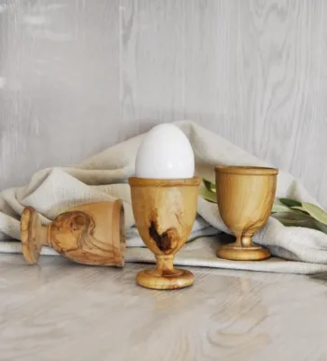 Rustic Olive Wood Egg Cups