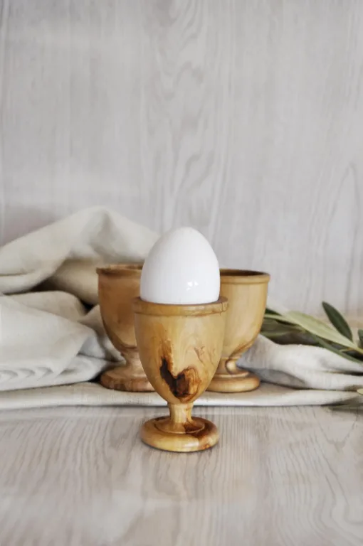 Rustic Olive Wood Egg Cups - Image 3