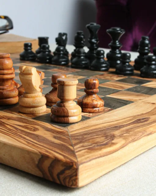 Handmade Personalized Olive Wood Chess Set - Image 4