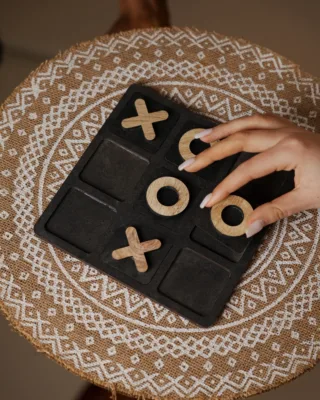 Handcrafted Wooden Tic-Tac-Toe Game