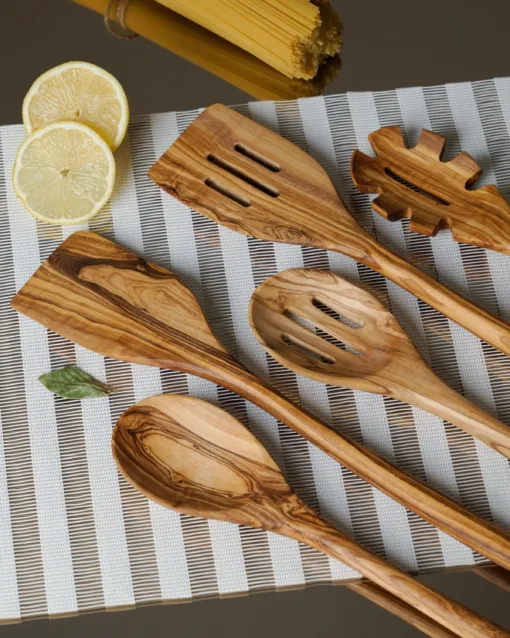 Olive Wood Kitchen Set of 5 + Beeswax Kit - Image 3